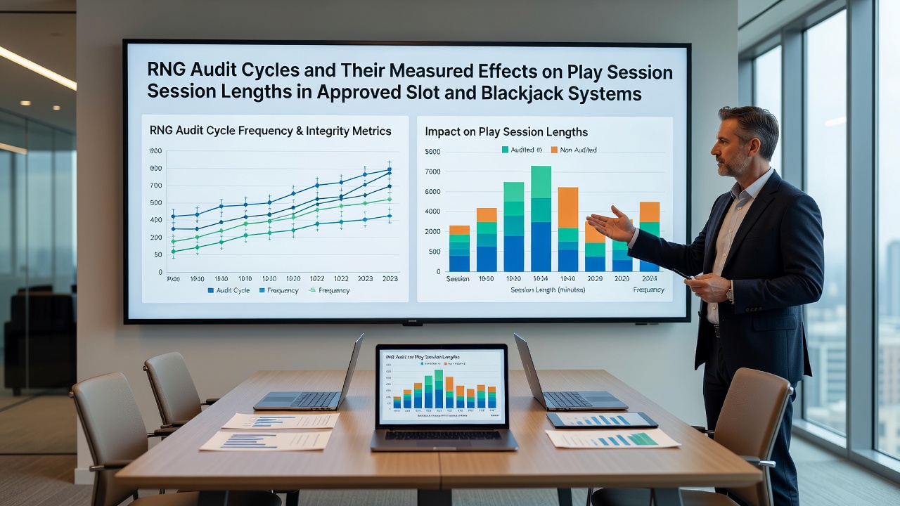 Statistische Auswertung von Spielsession-Dauern vor und nach RNG-Audits in Slots und Blackjack mit Diagrammen aus lizenzierten Systemen